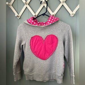 Mini Boden Gray Hoodie with Pink Heart Accent